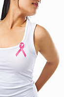 Girl with Pink Breast Cancer Ribbon
