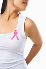 Girl with Pink Breast Cancer Ribbon