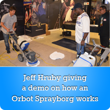 Jeff Hruby explaining in detail during a demo how an Orbot Sprayborg works