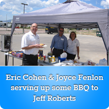Eric Cohen & Joyce Fenlon serving up some BBQ to Jeff Roberts
