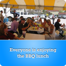 Everyone is enjoying the BBQ lunch